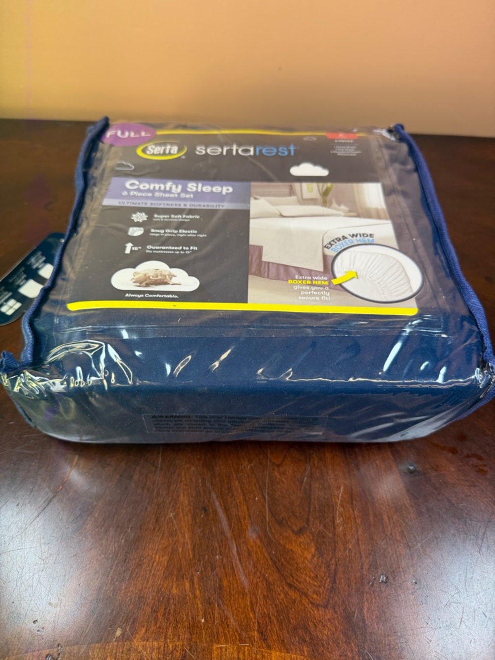 Serta Comfy Sleep 6-Piece Sheet Set — Navy Blue Full - Picture 2 of 6